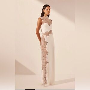 NWT Shona Joy Stratus Lace High Neck Maxi Dress - Ivory Size 8